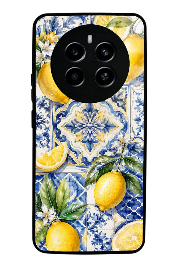 Realme 12 Pro Plus Glossy Phone Case with Mediterranean Lemon Royale Design