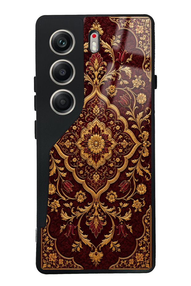Tecno Camon 40 Burgundy Ottoman Gold Design Glossy Phone Case