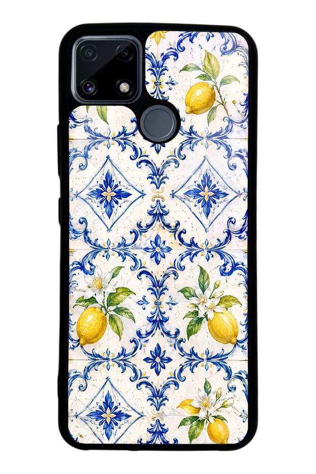 Realme C25 Glossy Phone Case with Sapphire Lemon Tiles Design