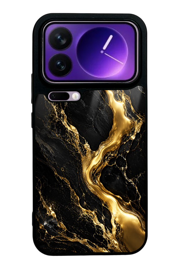 Xiaomi 17 Pro Obsidian Gold Flow Design Glossy Phone Case
