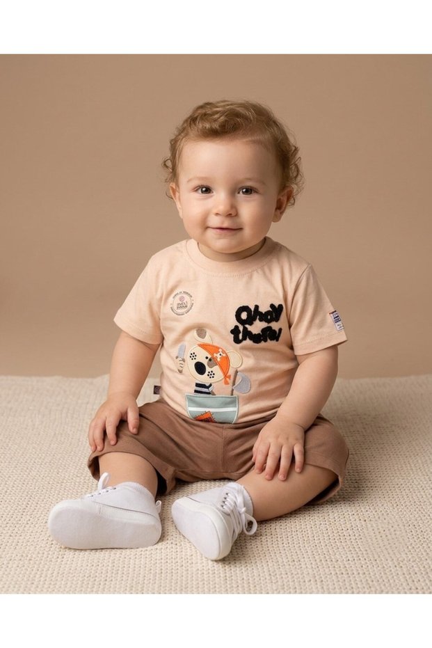 Baby Boy Summer Embroidered Shorts T-Shirt 2-Piece Set for 6-9-12-18-24 Months