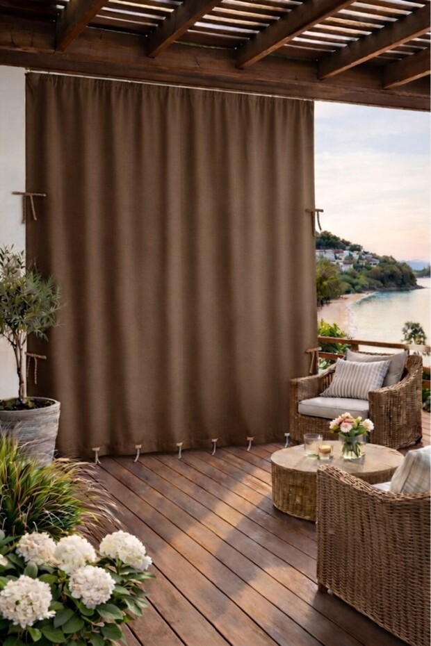 Coffee-Balcony Curtain Enxboy Optional Lace-Up Option Rainproof