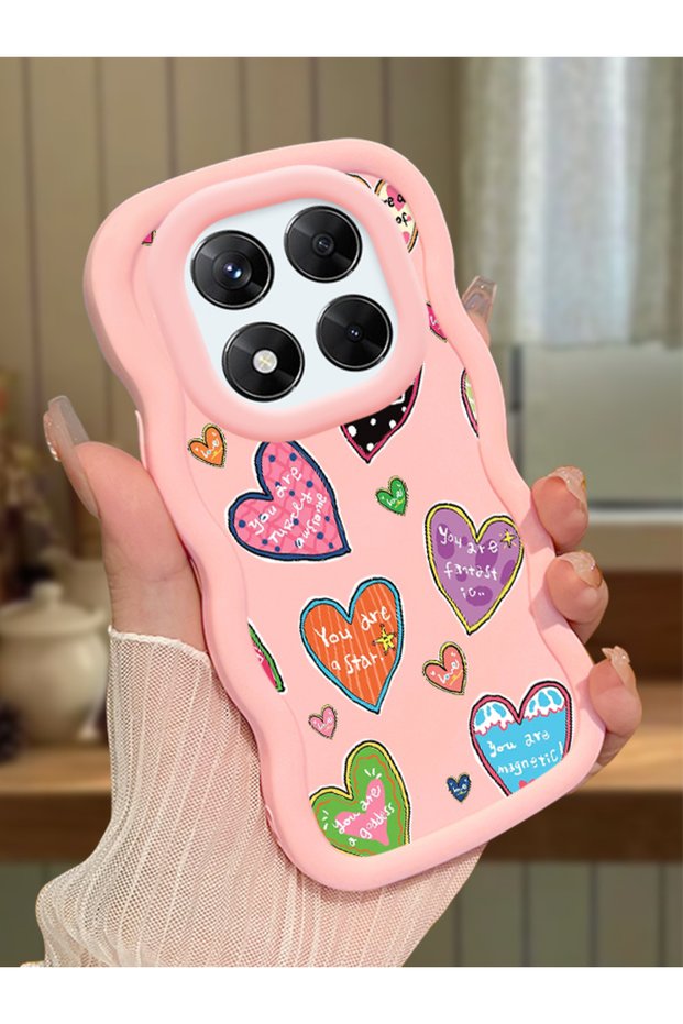 Redmi Note 14 Pro 4g Compatible Case Camera Protector Pink Silicone Couple Phone Case Heart Pattern