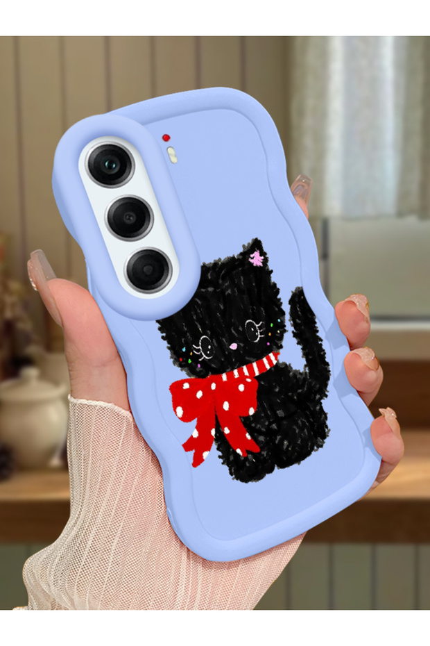 Tecno Camon 40 Pro 5g Compatible Case Camera Protector Blue Silicone Couple Phone Case Cat Pattern