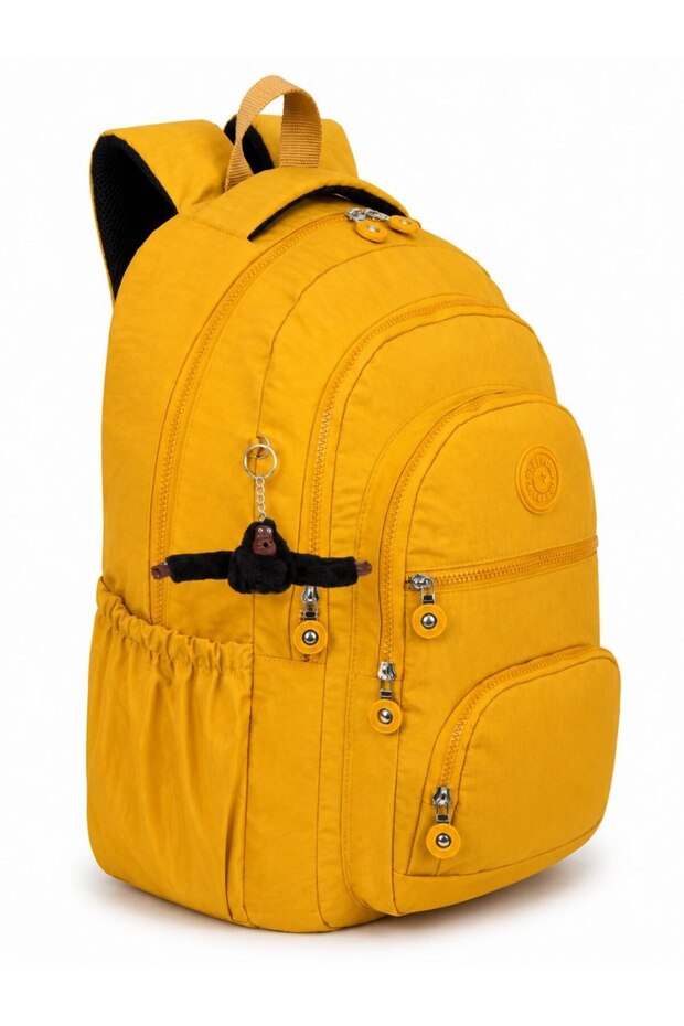 My Bag Is Coming Luxury Crinkle Fabric High School and Middle School Backpack School Bag with Monkey Keychain Gift