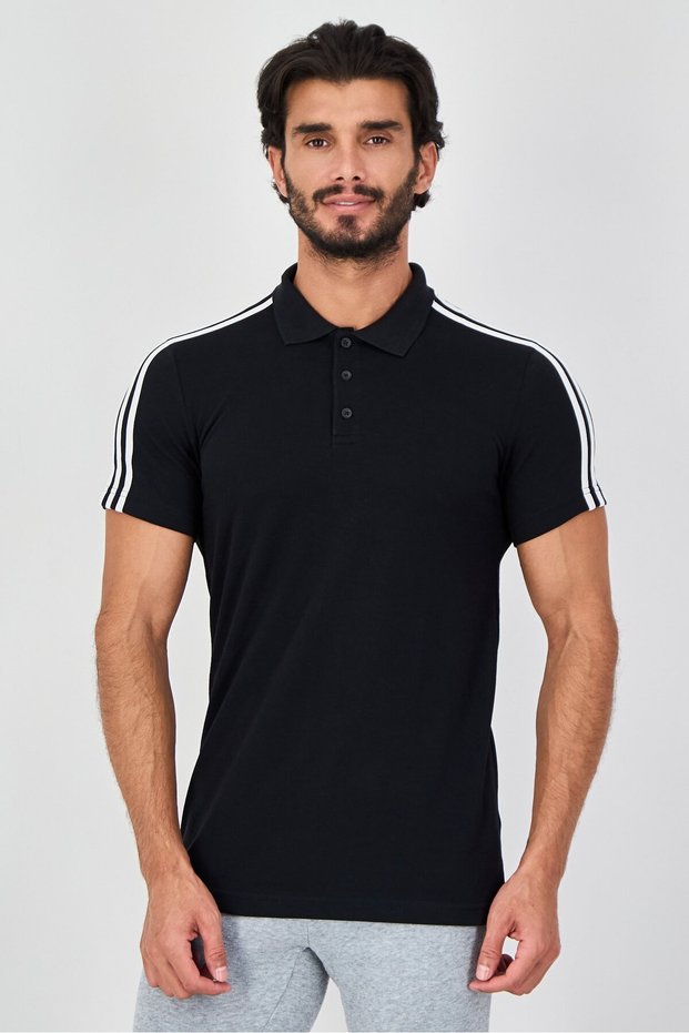 Men Sportswear Fit Short Sleeve Outdoor Polo Shirt, Black