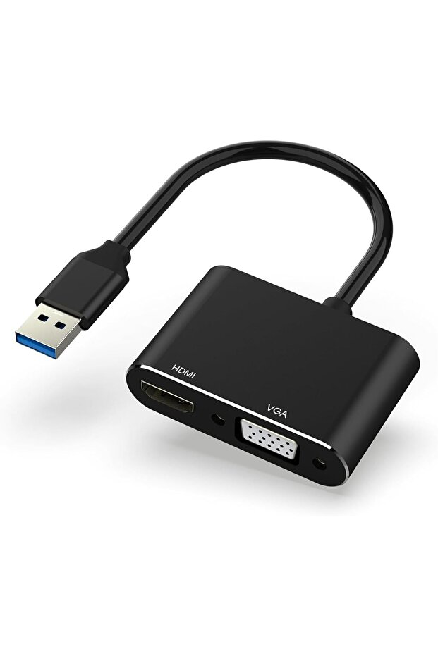 USB to HDMI VGA Adapter – 1080P USB 3.0/2.0 to HDMI VGA Converter, Compatible with Windows, Mac, and Android Devices