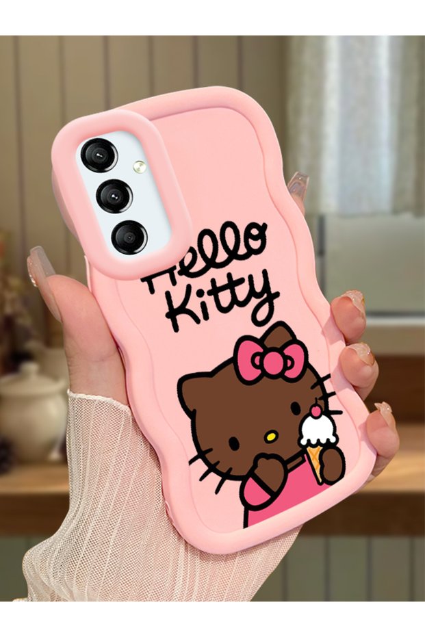 Samsung Galaxy A24 Compatible Case Camera Protector Pink Silicone Couple Phone Case Kitty Pattern
