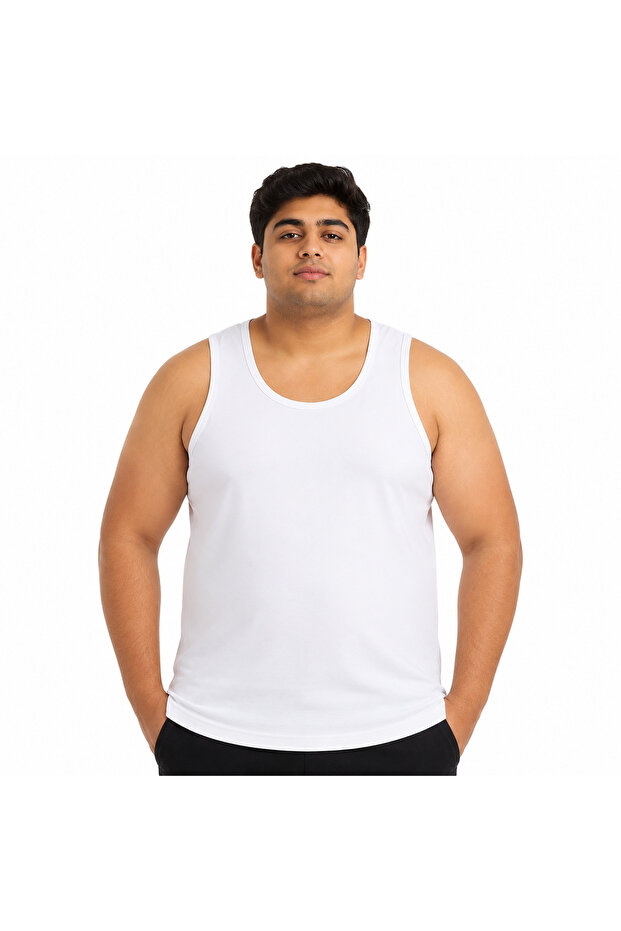 فانلة داخلية رجالية بدون أكمام بيضاء مقاس 3XL و4XL