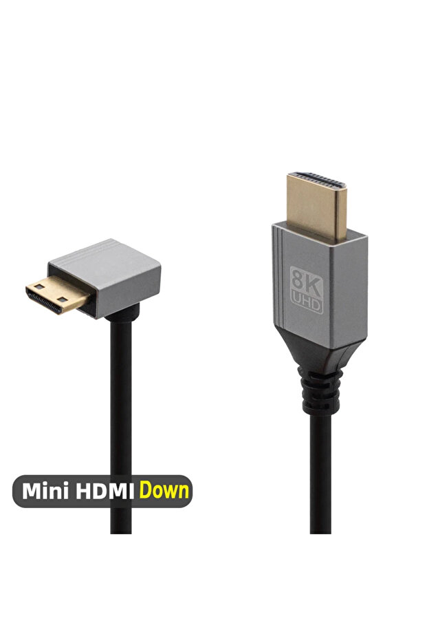 كابل BSN 0.5 متر MiniHD Down متوافق مع Mini/Micro HDMI بدقة 8K UHD بزاوية 90 درجة لأعلى/لأسفل/يسار/يمين