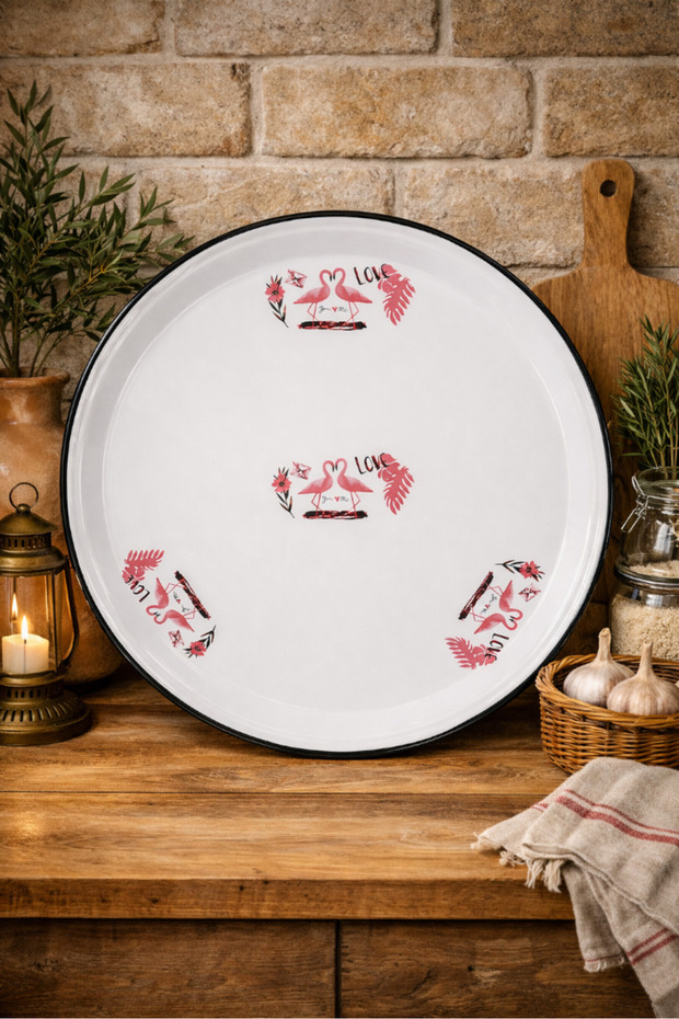 No 60 Enamel Tray Tableware, Food Presentation Tray, Floor Table Zinc ~58 cm