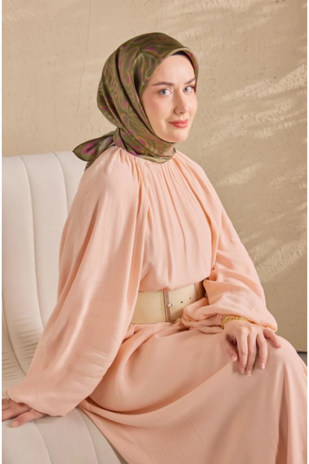 Tivil Pure Silk Ist 11522 - 07 Khaki Line Pattern