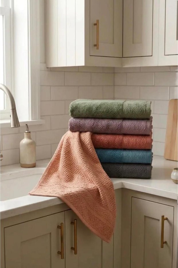 Soft Colors | 3-Piece Salmon, Pink, Cagl Color Soft Touch Kitchen Towels - 100% Cotton