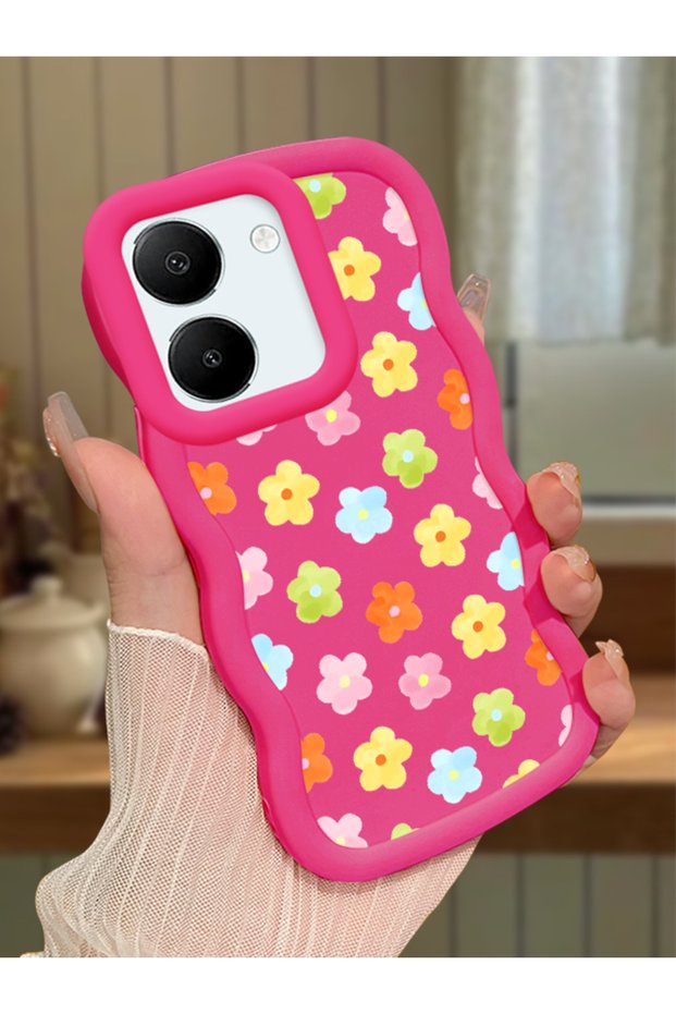 Vivo Y27S Compatible Case Camera Protector Red Silicone Couple Phone Case Floral Pattern