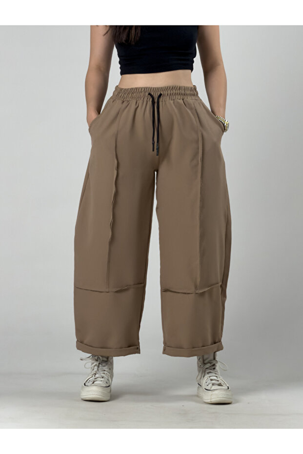 Design Taba Women's Baggy Pants with Stitching Detail Coc3263