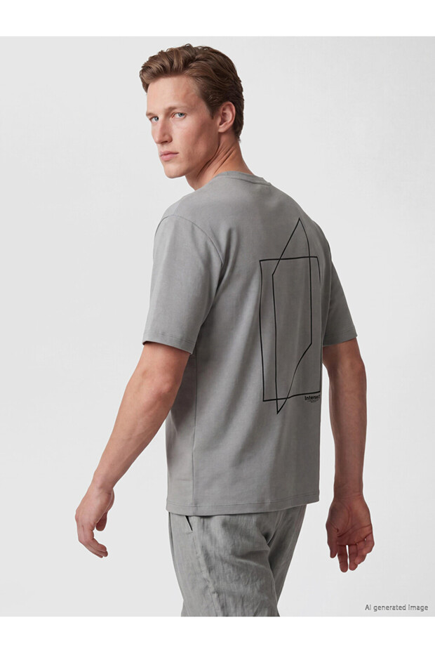 Lcw Vision Gray Crew Neck Printed Men's T-Shirt