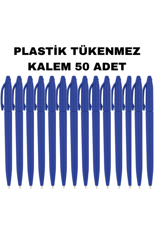 Plastic Ballpoint Pen 50 Pieces Ballpoint Pens Write in Blue Color Flip