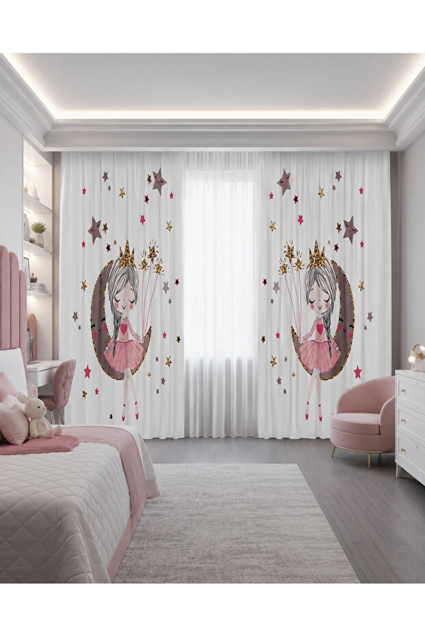 Princess Starry Double Winged Children's Room Background Curtain