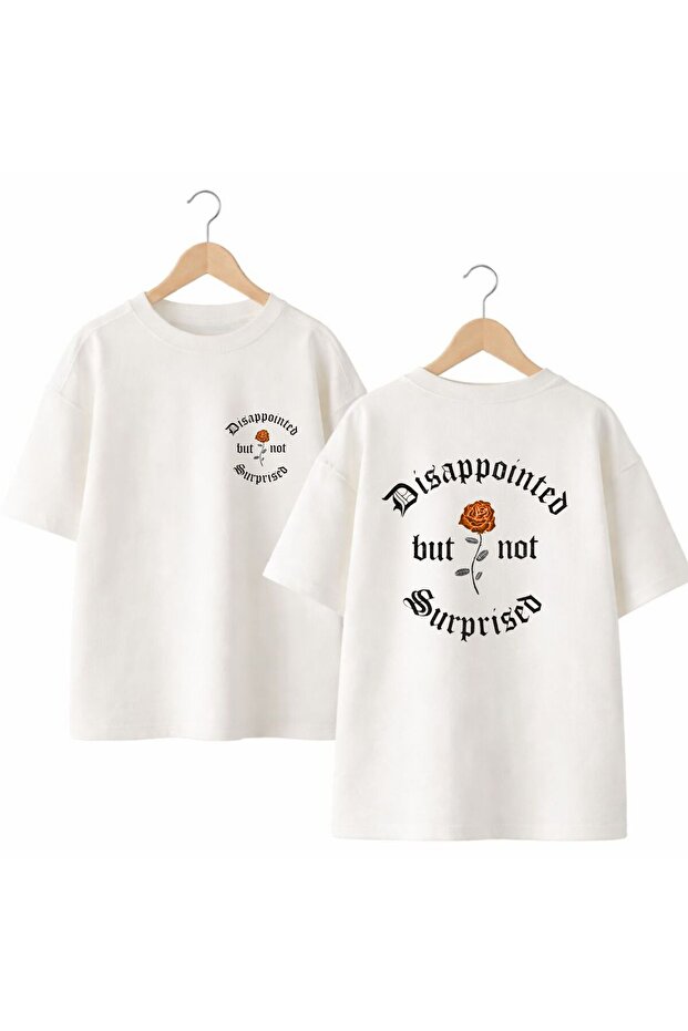 Disappointed Back and Front Chest Printed 100% Cotton Oversize Loose Regular Fit Crew Neck T-Shirt