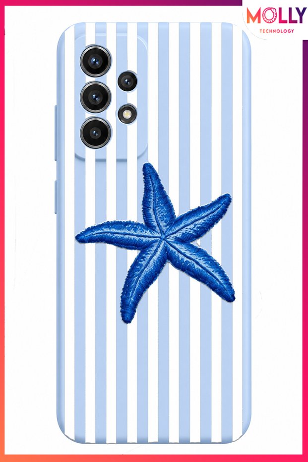 Baby Blue Sea Embroidery Patterned Silicone Case for Samsung Galaxy A13