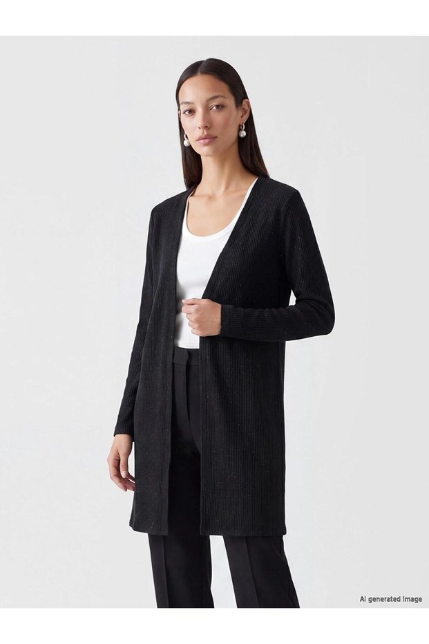 Shawl Collar Women's Ribbed Cardigan (W6)