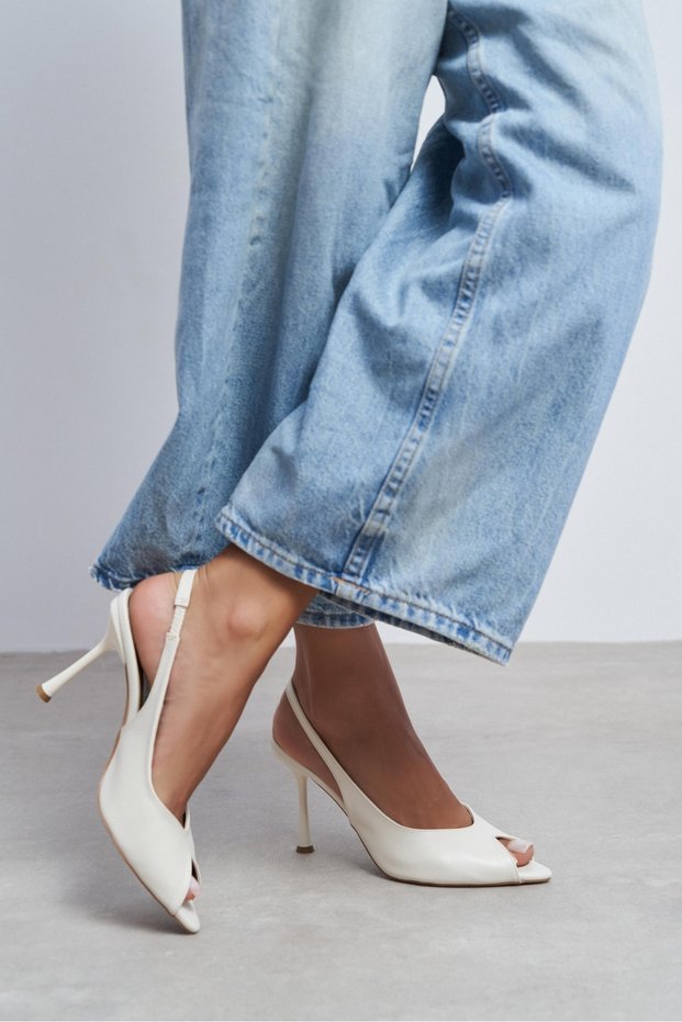 Betty Beige Matte Open Toe Women's Heeled Shoes