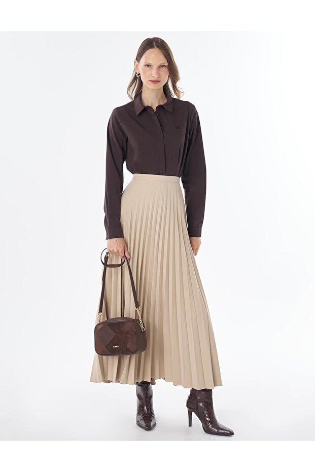 Basic Pleated Skirt Stone