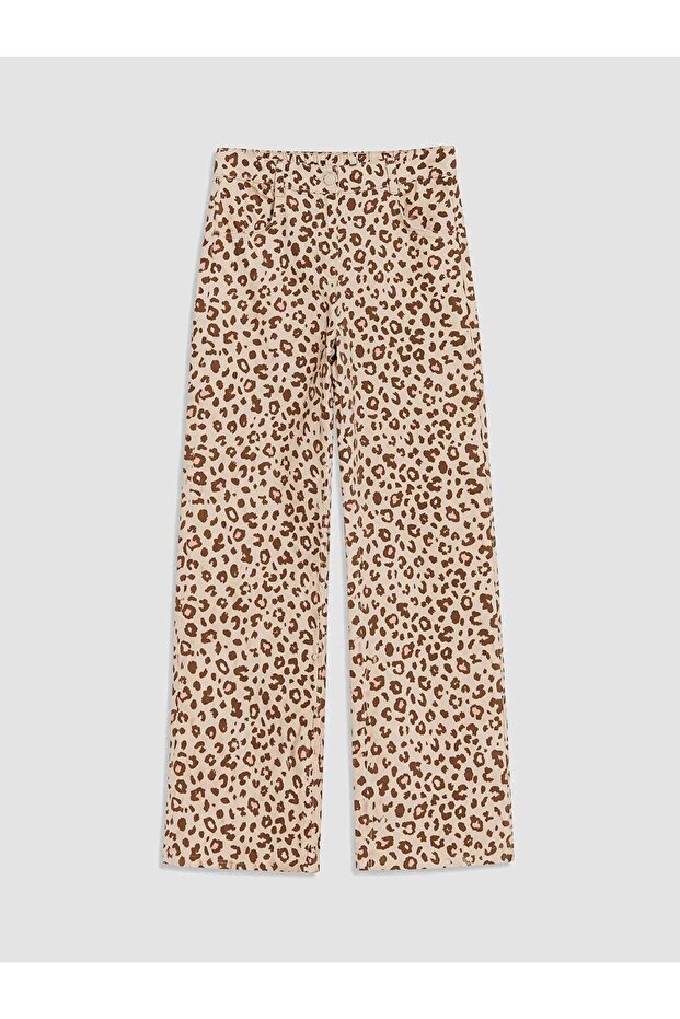 Wideleg Leopard Patterned Girls' Trousers (W6)