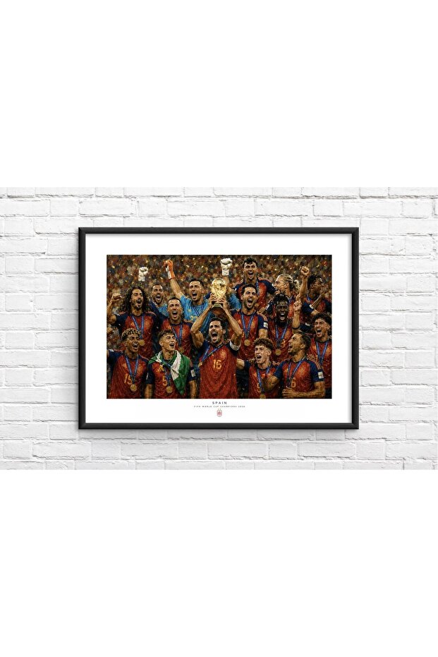 Spain FIFA World Cup Champions 2026 30x40 cm Black Floating Frame | Team Trophy Celebration Wall Art HD Print