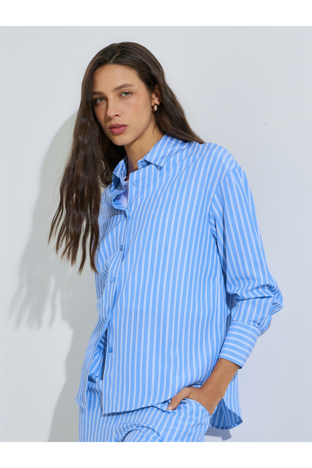 Light Blue Striped Long Sleeve Shirt