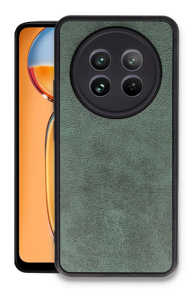 Ilkestor Realme 12 5g Case Aras Leather Cover - (153053) Dark Green