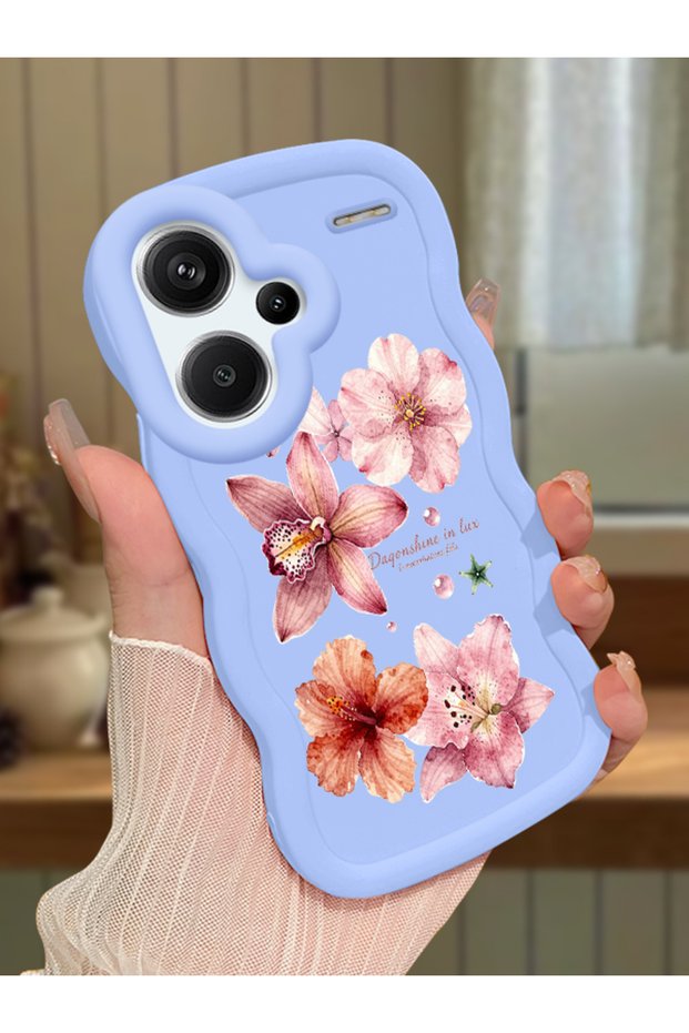 Redmi Note 13 Pro Plus 5g Compatible Case Camera Protector Blue Silicone Couple Phone Case Floral Pattern