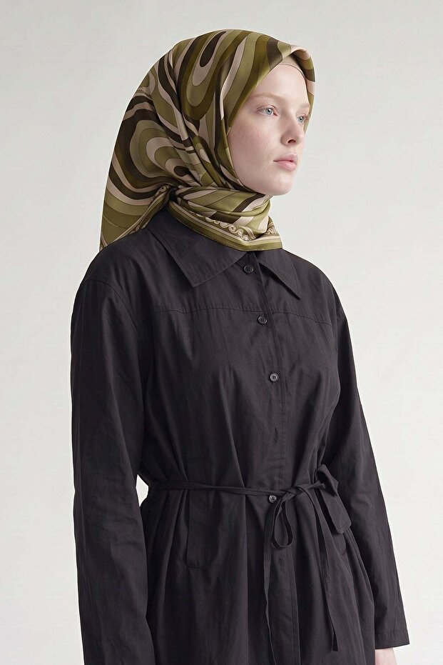 وشاح مارفيللا بنمط حلقات خضراء زيتية