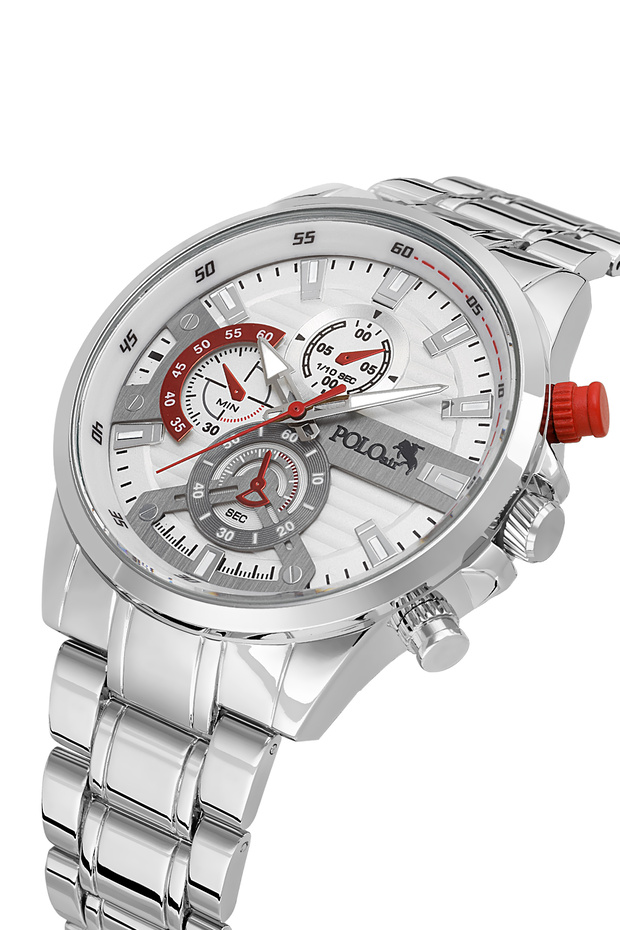 Sport Case Men's Wristwatch Silver Red Color Pl-7092E4X