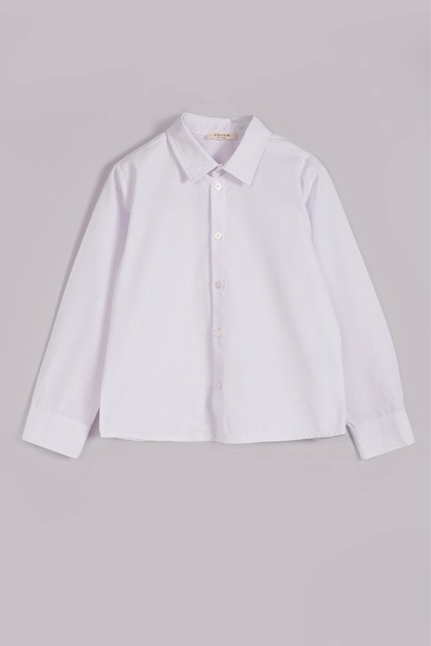 Boys' White Shirt 100% Cotton Classic Collar Long Sleeve Shirt 6-11 Years