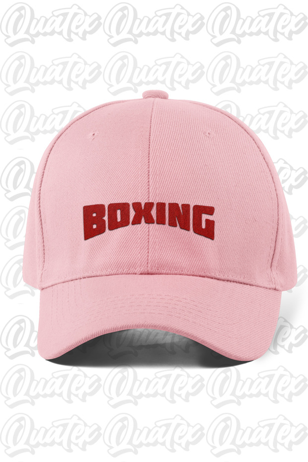 Boxing Embroidered Hat - Pink Color 100% Cotton Gabardine Unisex Model Hat