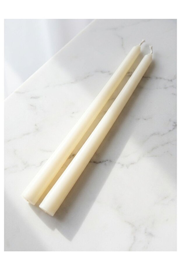 Set of 2 White Taper Candles, Unscented Decorative Dinner Candles for Table Decor, Candle Holders, Weddings, Events and Home