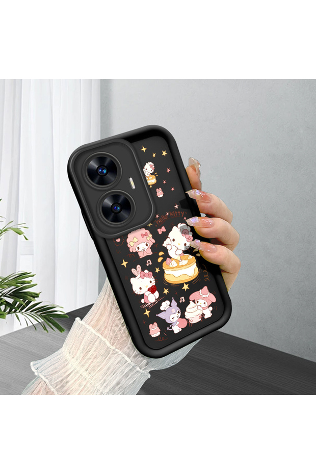 Realme C55 Compatible Black Silicone Case with Shockproof Camera Protection