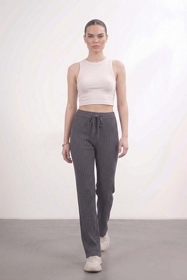 Lace-Up Knitwear Trousers Anthracite