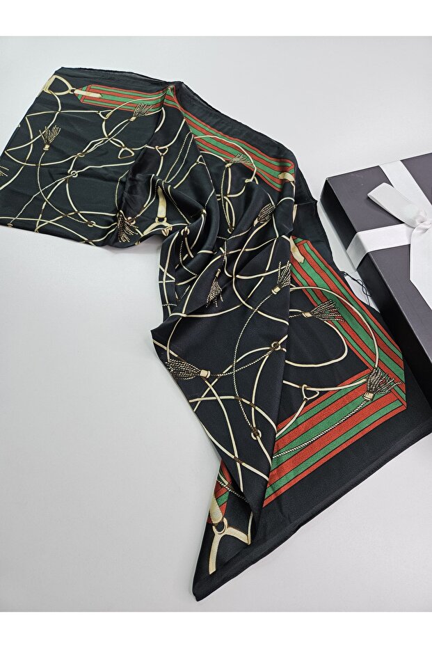 Luxury Voile Silk Shawl Hijab Foulard Scarf Shawl Royal Reins Pattern 70 X 180 cm
