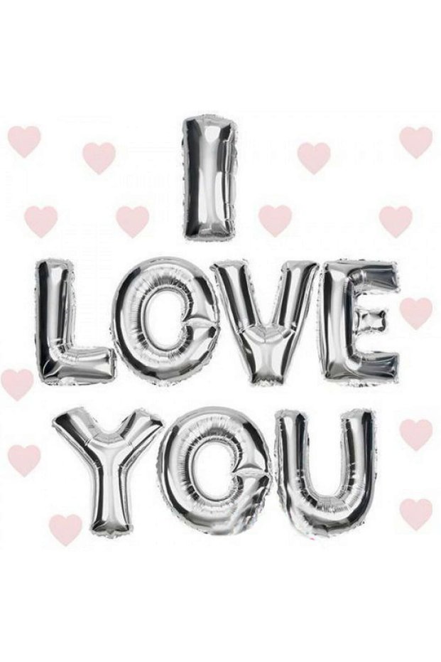 Aconcept I Love You Foil Balloon Silver Color (210712) 35 cm