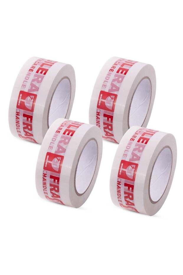 Fragile Handle with Care Packing Tape, 50 Yards Length, 2 Inch Width, White (Pack-Of 4)