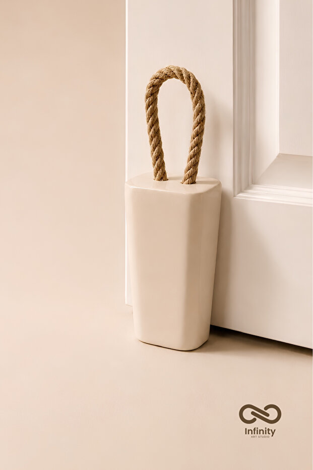 Mineral Concrete Door Stopper with Rope Handle Decorative Object Ancre Handmade