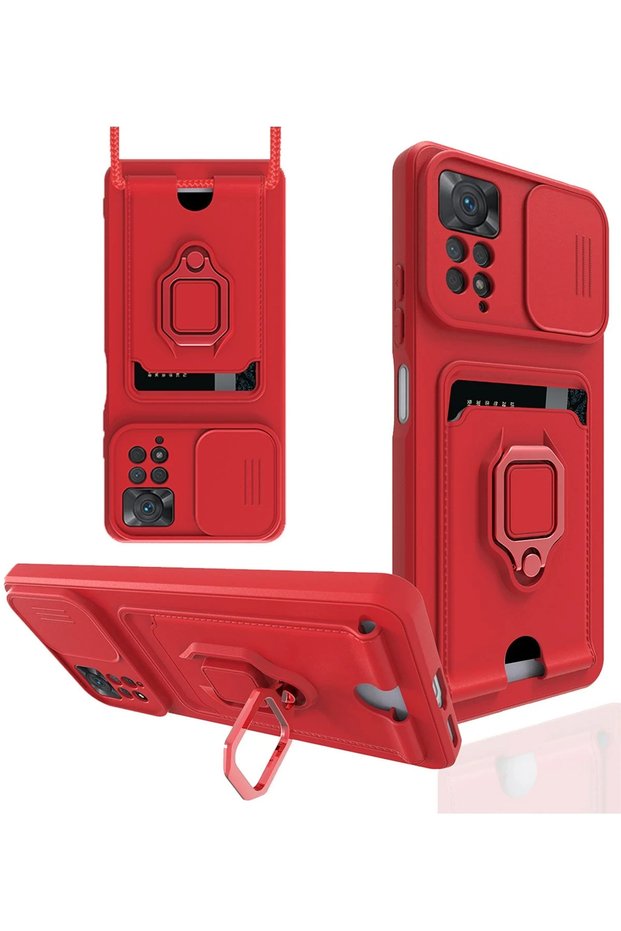 Aconcept Redmi Note 12 Pro 4g Case Zuma Silicone with Business Card Holder and Ring (112559) - Kır