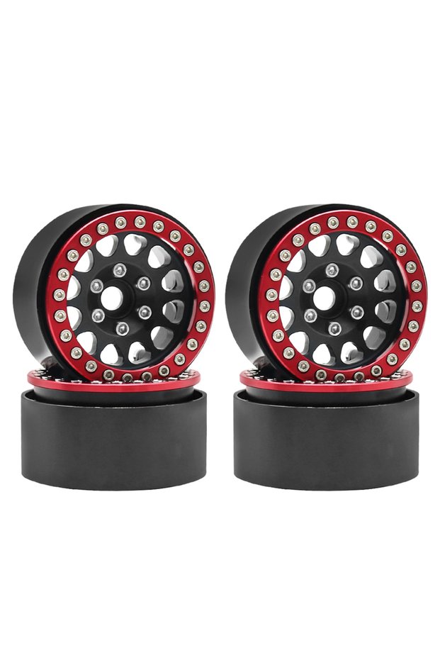 4pcs black Red Metal 1.9 Beadlock Wheel Rim Hub for 1/10 Hsp Redcat Rc4wd WRAITH Tamiya Axial SCX10
