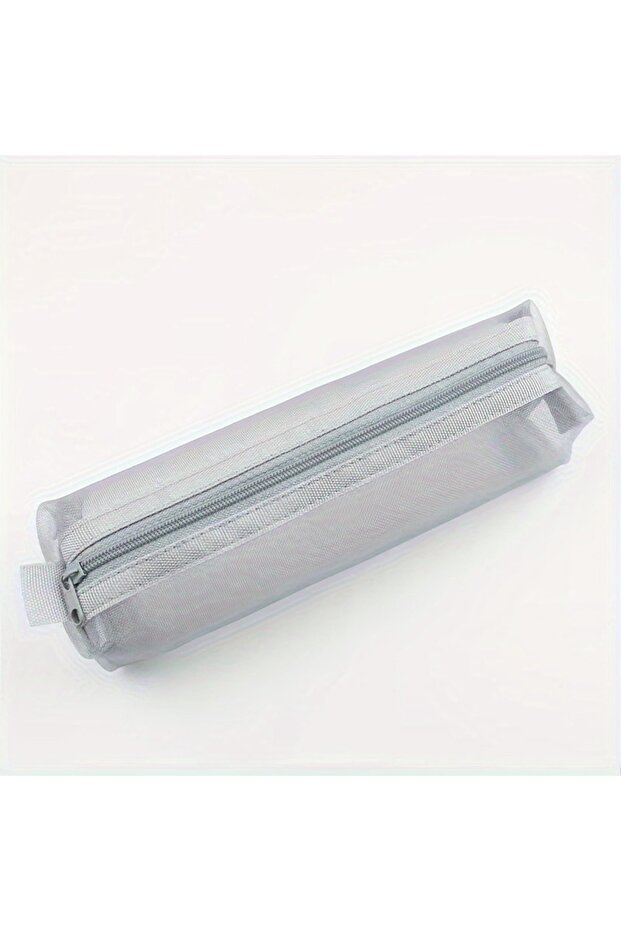 Grey Mesh Pencil Case Transparent Pens Pouch Cute Simple Aesthetic Bag Organizer Office School Suppl