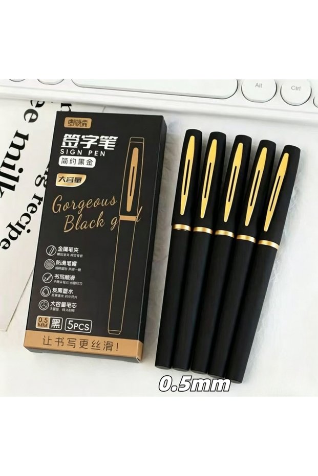 0.5mm 5Pcs/Set Large Capacity Gel Pen 0.5mm/0.7mm/1.0mm Smooth Writing Black Ink Signature Pen Busin