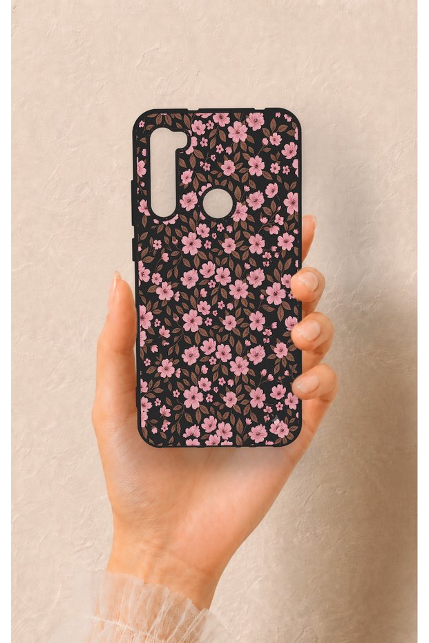 Redmi Note 8 Compatible Mini Pink Flower Pattern Silicone Case
