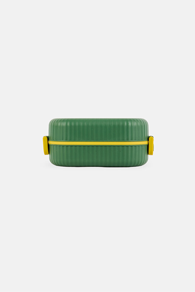 Plastic Stackable Lunch Box With Compartments Set 880 ml, Dark Green