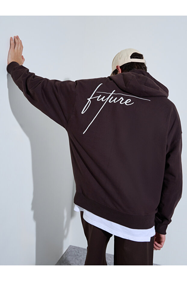 Oversize Back Embroidered Heavy Fleece Hoodie